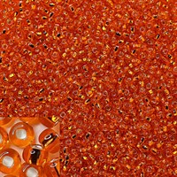 Бисер Чехия preciosa 5гр цв.97000 оранжевый, сереб. линия внутри