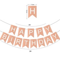 Гирлянда-флажки на ленте 16,5*11,5см "Happy Birthday" 3,2м Цв.персиковый