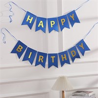Гирлянда-флажки на ленте 16,5*11,5см "Happy Birthday" 3,2м Цв.синий