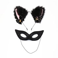 Комплект маска + ободок с кошачьими ушками