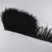 Перья страуса на ленте ширина 11см, цвет черный, 1м