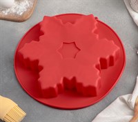 Форма д/выпечки силикон «Снежинка», 22,5×3,5см, цв. красный