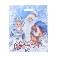 Пакет "Дед Мороз и Снегурочка", полиэтилен с вырубной ручкой, 45х38см