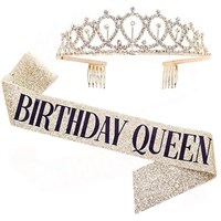 Н-р праздничный тиара и лента "Birthday Queen", цв золото 113254