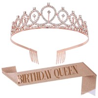 Н-р праздничный тиара и лента "Birthday Queen", цв роз. золото 113256