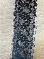 Кружево вышитое на фатине 5,7 см черный волна из листьев цветок сетка рюши реснички
