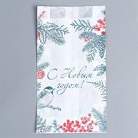 Пакет бумажный фасовочный, V-образное дно «Новогодняя ботаника», 20х11х4см