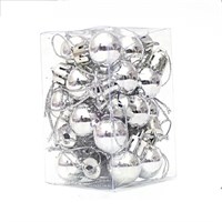 Н-р елочных шаров пластик 12шт, 2см, цвет серебро
