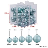 Н-р елочных шаров пластик 37шт, 4 - 8 см, цвет голубой