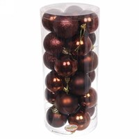 Н-р елочных шаров пластик 24 шт, 6 см, цвет коричневый