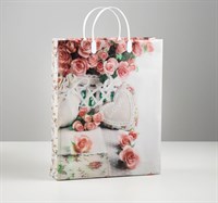 Пакет "Кремовые розы", мягкий пластик, 30х9х40см