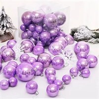Н-р елочных шаров пластик 37шт, 4 - 8 см, цвет фиолетовый