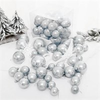 Н-р елочных шаров пластик 37шт, 4 - 8 см, цвет серебро