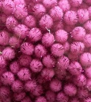 Помпоны акриловые с люрексом 1,5см 20шт Цв. т. розовый