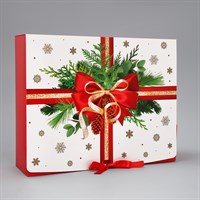 Коробка подарочная «Красный бант, тиснение », 31х24,5х8см