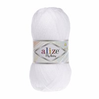 Пряжа Alize My Baby 100% акрил, 50г №55 Белый 115527