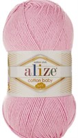 Пряжа Alize Cotton Baby Soft 50% хлопок/50% акрил, 100г №185 Св. розовый