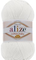 Пряжа Alize Cotton Baby Soft 50% хлопок/50% акрил, 100г №55 Белый