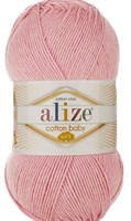 Пряжа Alize Cotton Baby Soft 50% хлопок/50% акрил, 100г №161 Пудра
