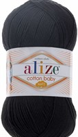 Пряжа Alize Cotton Baby Soft 50% хлопок/50% акрил, 100г №60 Черный