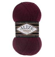 Пряжа Alize Superlana Klasik 25% шерсть/75% акрил, 100г №57 Бордовый 115744