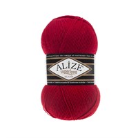 Пряжа Alize Superlana Klasik 25% шерсть/75% акрил, 100г №56 Красный 115762