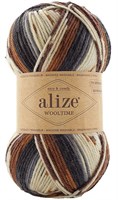 Пряжа Alize Wooltime 75% шерсть/25% полиамид, 100г №11024 Молоч.Корич.Черный 116285