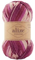 Пряжа Alize Wooltime 75% шерсть/25% полиамид, 100г №11020 Красн.Розов.Беж 116288