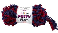 Пряжа Alize Puffy More 100% микрополиэстер, 150г №6268 Синий/Красный 116294