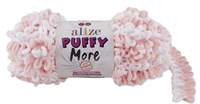 Пряжа Alize Puffy More 100% микрополиэстер, 150г №6272 Белый/Св.розовый 116301