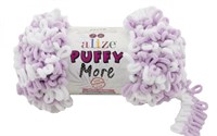 Пряжа Alize Puffy More 100% микрополиэстер, 150г №6291 Белый/Св.сиреневый 116305