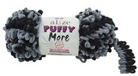 Пряжа Alize Puffy More 100% микрополиэстер, 150г №6284 Серый/Черный 116306