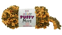 Пряжа Alize Puffy More 100% микрополиэстер, 150г №6277 Желтый/Хаки 116308