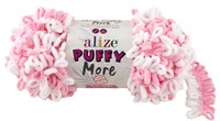 Пряжа Alize Puffy More 100% микрополиэстер, 150г №6267 Белый/Розовый 116311