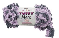 Пряжа Alize Puffy More 100% микрополиэстер, 150г №6285 Серый/Сиреневый 116314