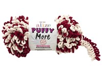 Пряжа Alize Puffy More 100% микрополиэстер, 150г №6271 Белый/Бордо 116318