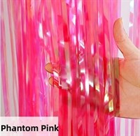 Дождик-шторка 1*1,9м, цвет розовый голографик прозрачный
