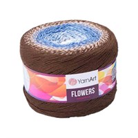 Пряжа YarnArt Flowers 55% хлопок/45% полиакрил 250гр №320 коричневый/синий