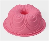 Форма силикон д/выпечки Доляна «Немецкий кекс. Торжество», d=22,5см, цвет розовый