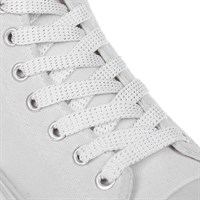 Шнурки плоские белые с серебром 8мм 110см 
