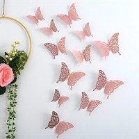 Декор 3D Бабочки бумажные н-р 12шт, цв ассорти