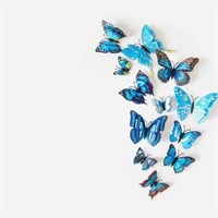 Декор 3D Бабочки бумажные н-р 12шт, цв синий