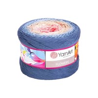 Пряжа YarnArt Flowers 55% хлопок/45% полиакрил 250гр №262 джинсовый/розовый