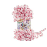 Пряжа Alize Puffy Color 100% Микрополиэстер 100гр №6494 розовый/белый