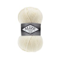 Пряжа Alize Superlana Maxi 25% шерсть/75% акрил 100г №01 Крем 118954