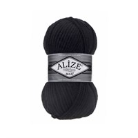 Пряжа Alize Superlana Maxi 25% шерсть/75% акрил 100г №60 Черный 118968