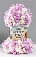 Пряжа Alize Puffy More Plus 100% микрополиэстер, 250г №8003 белый/сирень 119029