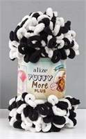 Пряжа Alize Puffy More Plus 100% микрополиэстер, 250г №8006 белый/черный 119033