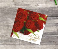 Мини-открытка «От всей души», красные розы, 7х7см