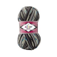 Alize Superwash Comfort Socks 75% шерсть/25% полиамид, 100г №7650 белый/серый/бирюзовый 119799